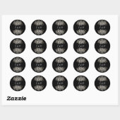 Gotische bloemrozen Zwart en wit monogram Ronde Sticker (Vel)