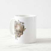 Gotische bloemschedel en vlinders koffiemok (Voorkant links)