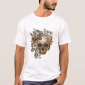 Gotische  bloemschedel en vlinders t-shirt (Voorkant)