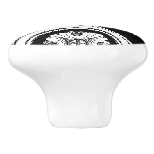 Gotische bloemsiermedaillon keramische knop (Zijkant)