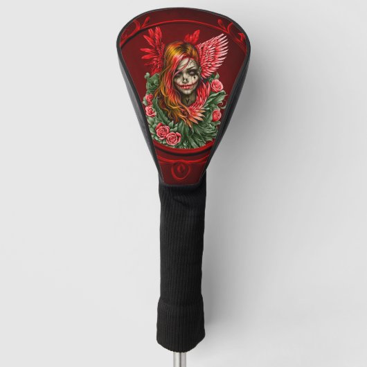 Gotische Blossom, de engel van roos. Golfheadcover (Voorkant)