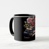 Gotische boekenliefhebber. Boeken en Rozen. Bewerk Mok (Voorkant links)