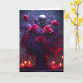 Gotische Boeket Schedel en Kaarsen Kaart (Gele Bloem)