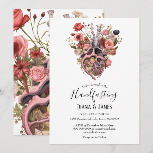 Gotische  Boho Anatomisch Hart Handvasten Kaart (Voorkant / Achterkant)