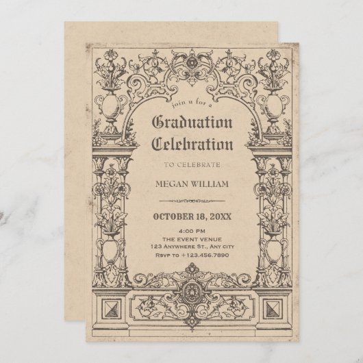  gotische boog afstuderen kaart (Voorkant / Achterkant)