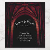 Gotische Boog Huwelijk Donkerrood Wijn Etiket (Enkel label)