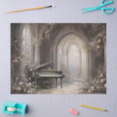 Gotische boog met piano en bloemen Decoupage Tissuepapier (Craft)