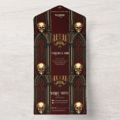 Gotische boog met schedels. all in one uitnodiging (Binnen)