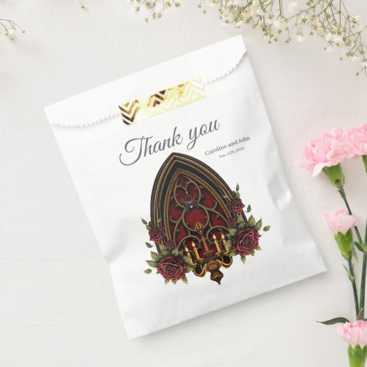 Gotische boog met schedels. bedankzakje (Gezegeld)