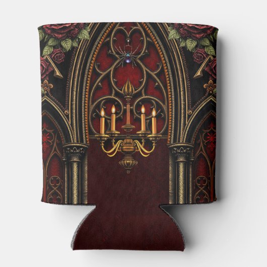 Gotische boog met schedels. blikjeskoeler (Achterkant)