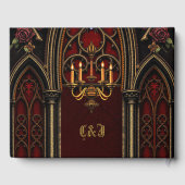 Gotische boog met schedels. gastenboek (Achterkant)