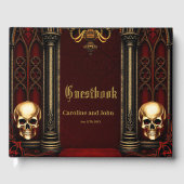 Gotische boog met schedels. gastenboek (Voorkant)