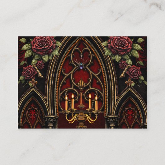 Gotische boog met schedels. informatiekaartje (Achterkant)