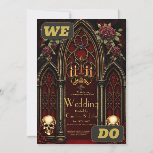 Gotische boog met schedels. kaart (Voorkant)