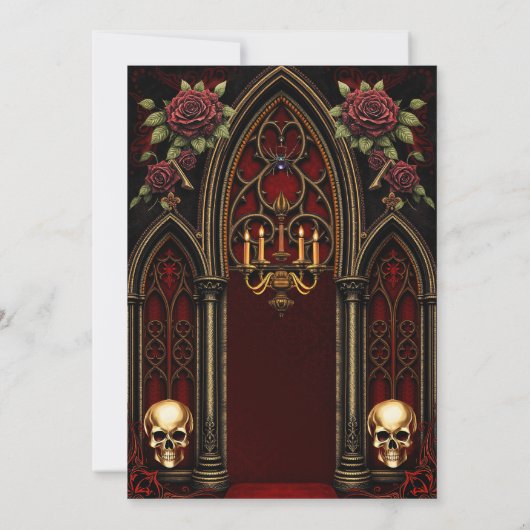 Gotische boog met schedels. kaart (Achterkant)