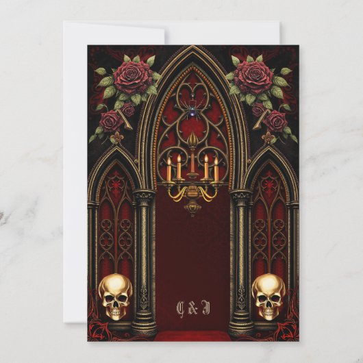 Gotische boog met schedels. kaart (Achterkant)