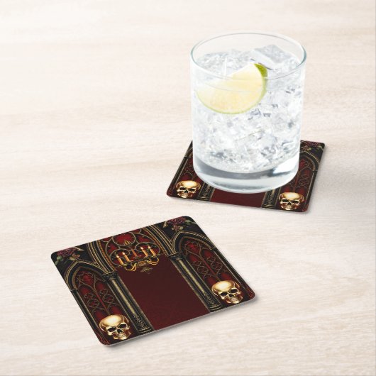 Gotische boog met schedels. kartonnen onderzetters (Insitu)