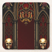 Gotische boog met schedels. kartonnen onderzetters (Voorkant)