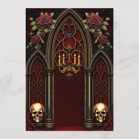 Gotische boog met schedels. menu (Achterkant)