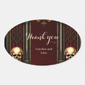 Gotische boog met schedels ovale sticker (Voorkant)