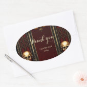 Gotische boog met schedels ovale sticker (Envelop)