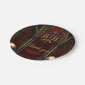 Gotische boog met schedels. papieren bordje (Gekanteld)