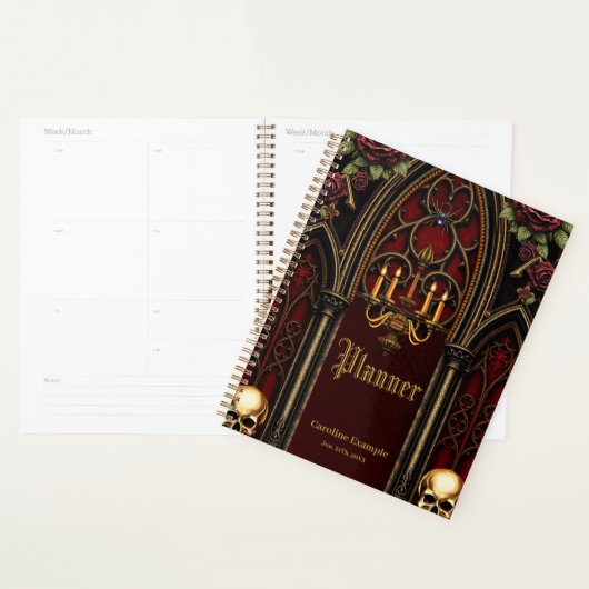 Gotische boog met schedels. planner (Display)