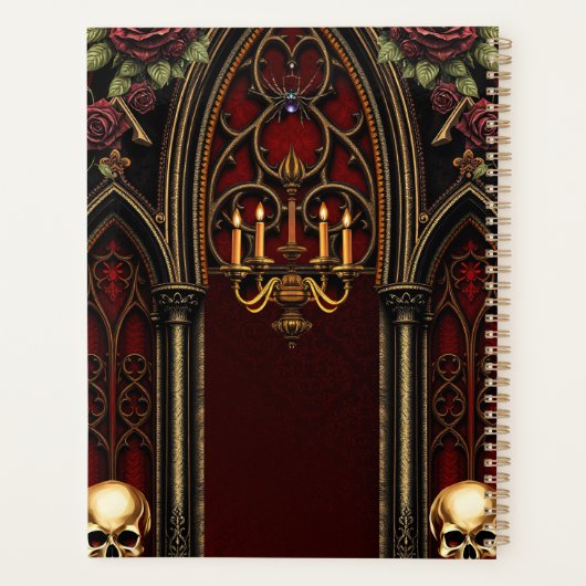 Gotische boog met schedels. planner (Achterkant)