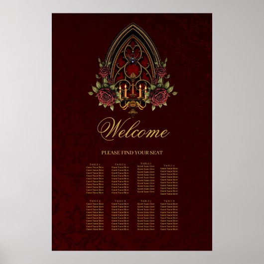 Gotische boog met schedels. poster (Voorkant)