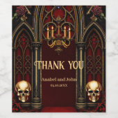 Gotische boog met schedels wijn etiket (Enkel label)