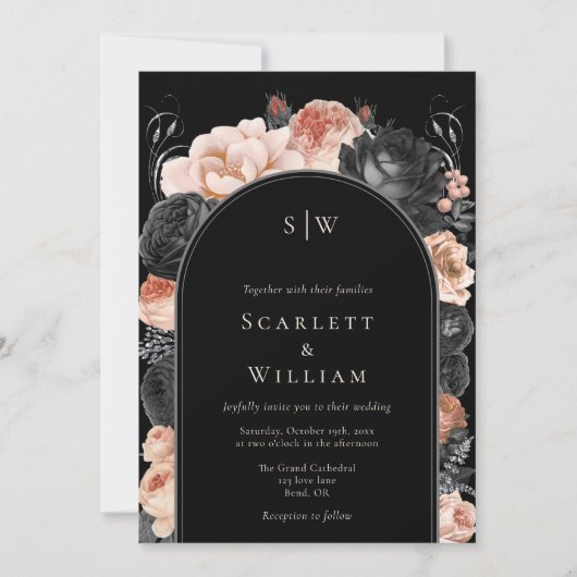 Gotische boog monogram Alles in een bruiloft Kaart (Voorkant)