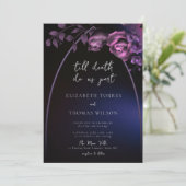 Gotische boog Moody Paarse romantische bloemenbrui Kaart (Staand voorkant)