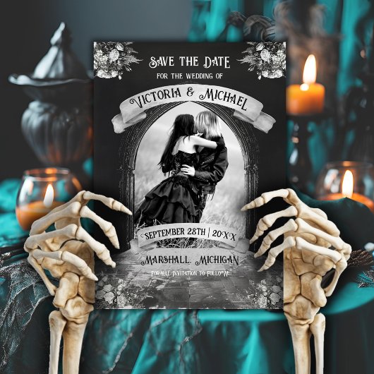 Gotische Boog Save the Date Bruiloft Kaart
