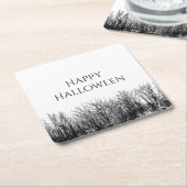 Gotische Bossen Halloween Party Zwart Wit Kartonnen Onderzetters (Schuin)