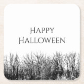 Gotische Bossen Halloween Party Zwart Wit Kartonnen Onderzetters (Voorkant)