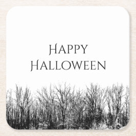 Gotische Bossen Halloween Party Zwart Wit Kartonnen Onderzetters