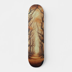 Gotische bossen in het najaar persoonlijk skateboard