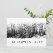 Gotische Bossen Zwart Wit Halloween Party Kaart (Staand voorkant)