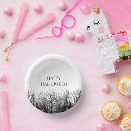 Gotische Bossen Zwart Wit Halloween Party Papieren Kommen (Feest)