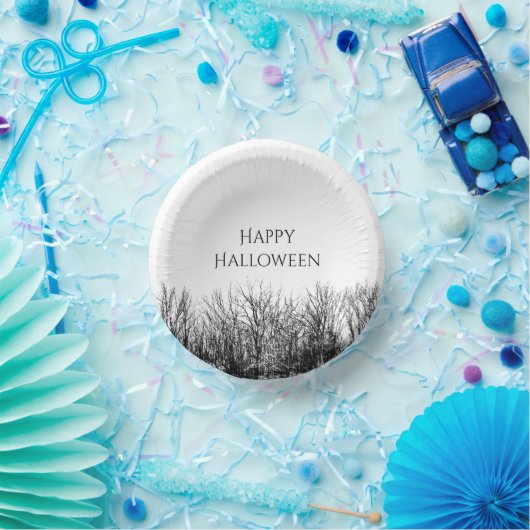 Gotische Bossen Zwart Wit Halloween Party Papieren Kommen (Feest)