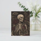 Gotische Botanische Skelet Victoriaanse Etsing Bur Briefkaart (Staand voorkant)