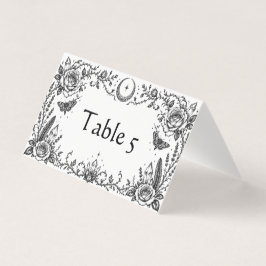 Gotische botanische zwart-wit huwelijks tafel kaart