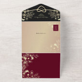 Gotische Bourgogne en zwarte bruiloft All In One Uitnodiging (Buitenkant)