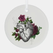 Gotische Bourgondische bloemenhart Glas Ornament (Achterkant)