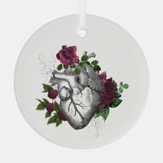 Gotische Bourgondische bloemenhart Glas Ornament (Achterkant)