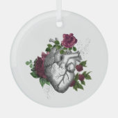 Gotische Bourgondische Bloemhart Glas Ornament (Voorkant)