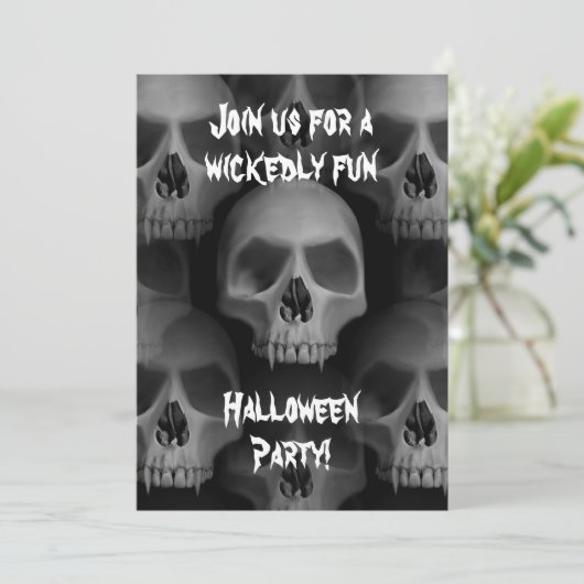 Gotische boze schedel Halloween horror party Kaart (Staand voorkant)