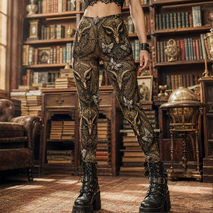 Gotische Bronzen en Bruine Barokke Baphomet Sfinxv Leggings