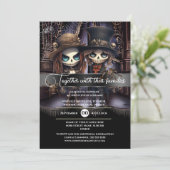 Gotische bruid bruidegom griezelige kerk gothic kaart (Staand voorkant)