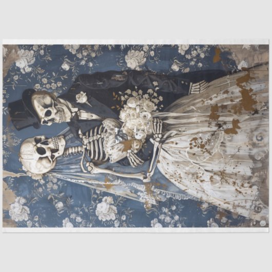 Gotische Bruid Bruidegom Skelet Decoupage Tissuepapier (Voorkant)